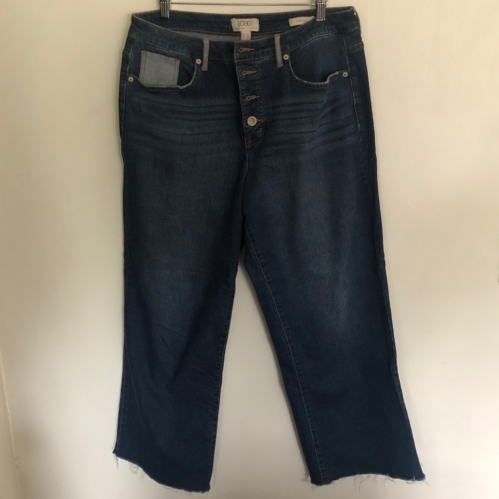 Logo by Lori Goldstein wide leg with button fly - dark wash Size 10T